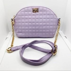 Bebe Blakely Lilac Purple Vegan Leather Dome Quilted Crossbody Bag